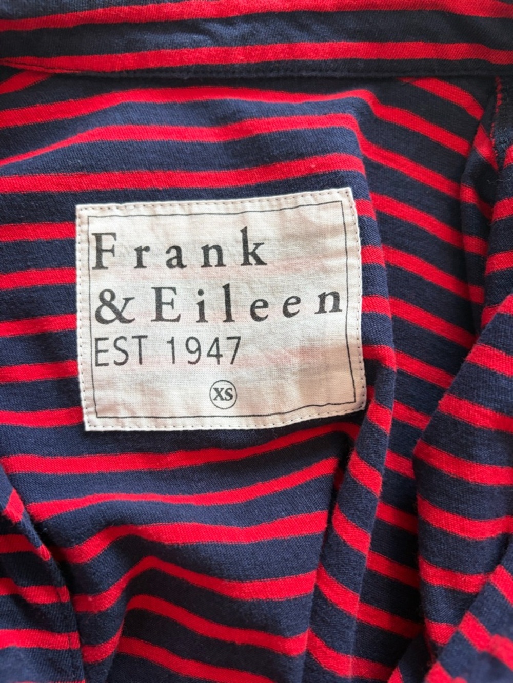 Frank & Eileen Patrick Popover Henley Red/Navy Stripe Size XS - Picture 4 of 6